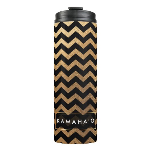 PixDezines Zickzack/Imitate Metallic Gold Thermosbecher (Vorderseite)