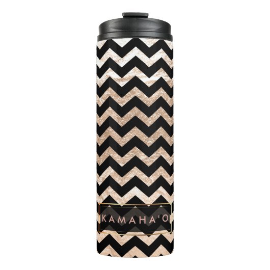 PixDezines Zickzack/Imitate Metallische Rose Gold Thermosbecher (Vorderseite)