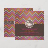 PixDezines Zickzack/pink+orange/Babydusche/DU Einladung (Vorne/Hinten)