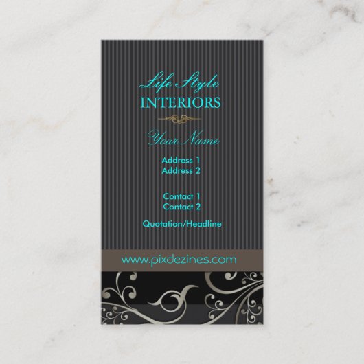 PixDezines Zierfarben Wirbel+Pinstreifen/Tagefarbe Visitenkarte (Vorderseite)