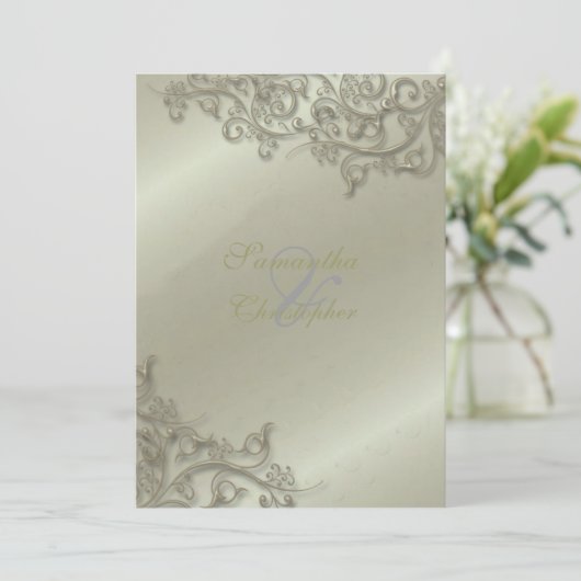 PixDezines Zierzauberkunst Rustikale Silber-Wirbel Einladung (Stehend Vorderseite)