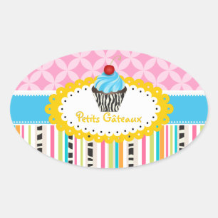 PixDezines Zitronenwirbel-Cupcake/DIY-Farbe Ovaler Aufkleber
