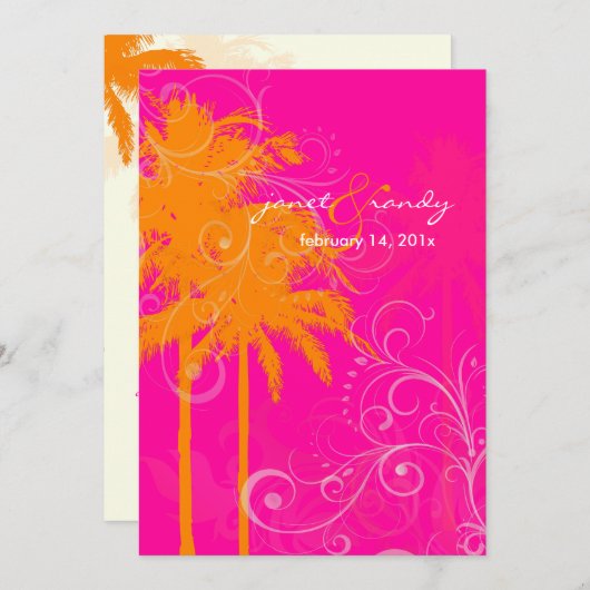 PixDezines Zwillingspalmen+Swils/DIY Hintergrundfa Einladung (Vorne/Hinten)