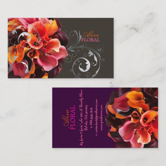 PixDezinesBridal-Bouquet, Floristen/Gaumenfarben Visitenkarte (Vorne/Hinten)