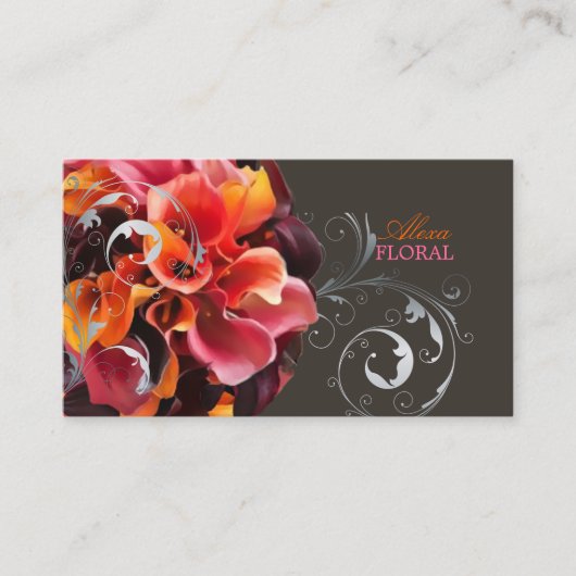 PixDezinesBridal-Bouquet, Floristen/Gaumenfarben Visitenkarte (Vorderseite)