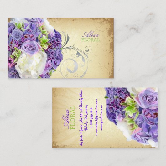 PixDezinesBridal-Bouquet, Floristen/Gaumenfarben Visitenkarte (Vorne/Hinten)