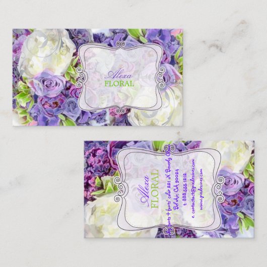 PixDezinesBridal-Bouquet, Floristen/Gaumenfarben Visitenkarte (Vorne/Hinten)