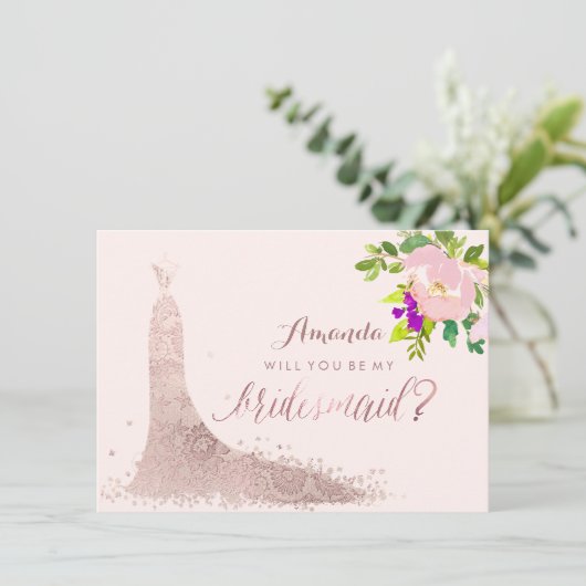 PixDezinesBridesmaid/Floral/Wasserfarbe/Frühjahr Einladung (Stehend Vorderseite)