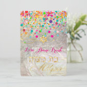 PixDezinesDazelblume/Regenbogen/Fledermausmitzvah Einladung (Stehend Vorderseite)