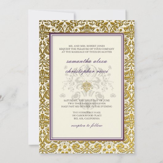 PixDezinesDesiree Damask/DIY Hintergrund Einladung (Rückseite)