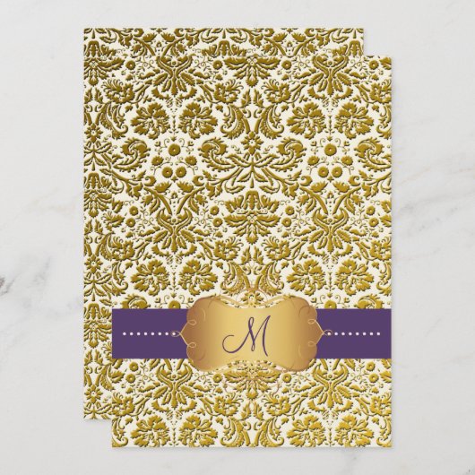 PixDezinesDesiree Damask/DIY Hintergrund Einladung (Vorne/Hinten)