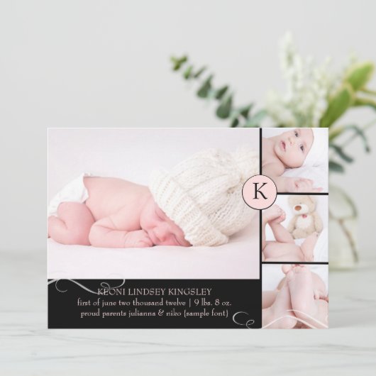 PixDezinesDiy Akzent Farbe/ Geburtsankündigung Ankündigung (Stehend Vorderseite)