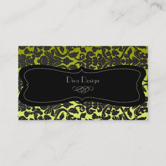 PixDezinesdiy background/ /schwarzer Flora-Damast Visitenkarte (Vorderseite)