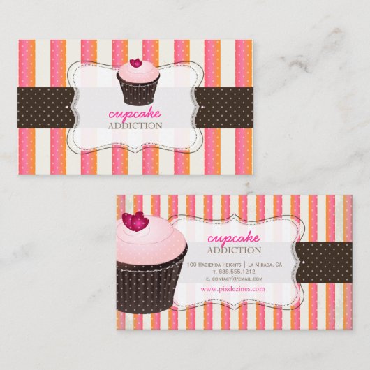 PixDezinesdiy Hintergrund/cupcake+Streifen Visitenkarte (Vorne/Hinten)