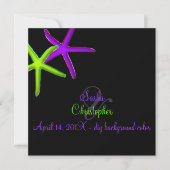 PixDezinesdiy Hintergrund/Neon Starfish/Strand Einladung (Vorderseite)