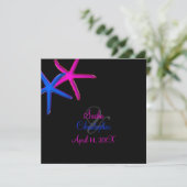 PixDezinesdiy Hintergrund/Neon Starfish/Strand Einladung (Stehend Vorderseite)