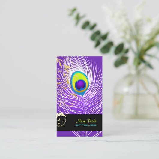 PixDezinesdiy Hintergrund/peacock+filigree Visitenkarte (Stehend Vorderseite)