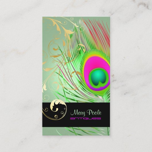 PixDezinesdiy Hintergrund/peacock+filigree Visitenkarte (Vorderseite)