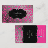 PixDezinesFarbton/heißer rosa Flora-Damast Visitenkarte (Vorne/Hinten)