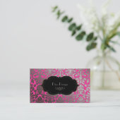 PixDezinesFarbton/heißer rosa Flora-Damast Visitenkarte (Stehend Vorderseite)