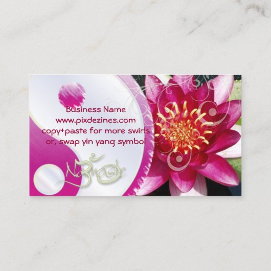PixDezinesFuschia lotus + Perlgraue Wirbel + Yin-Y Visitenkarte (Rückseite)