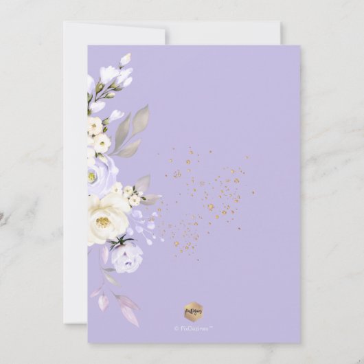 PixDezinesH2 Lila Hydrangea Rose Brautparty Einladung (Rückseite)