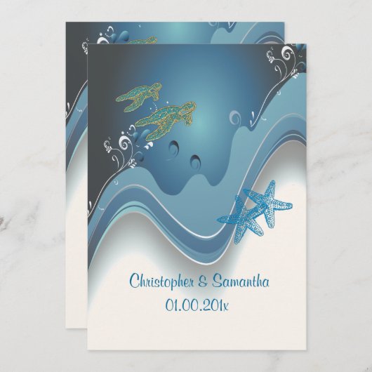 PixDezinesHonu+Wellen/Tageshintergrund Einladung (Vorne/Hinten)