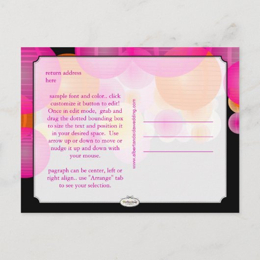 PixDezinesLterns Save the Date Ankündigungspostkarte (Rückseite)