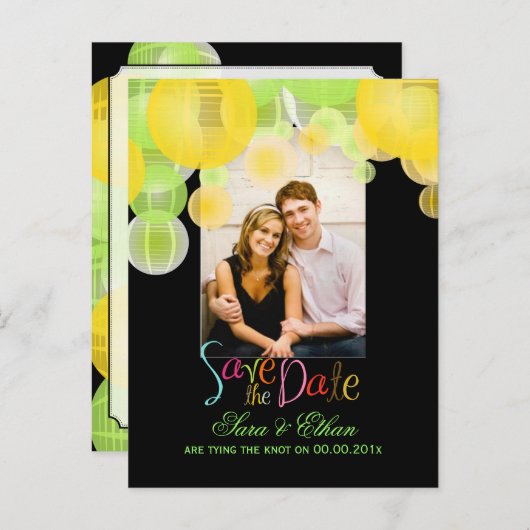 PixDezinesLterns Save the Date Ankündigungspostkarte (Vorne/Hinten)