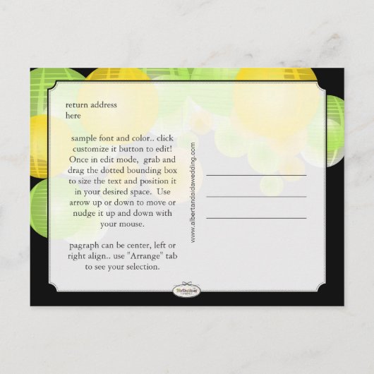 PixDezinesLterns Save the Date Ankündigungspostkarte (Rückseite)