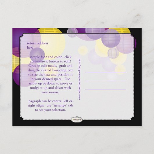 PixDezinesLterns Save the Date Ankündigungspostkarte (Rückseite)