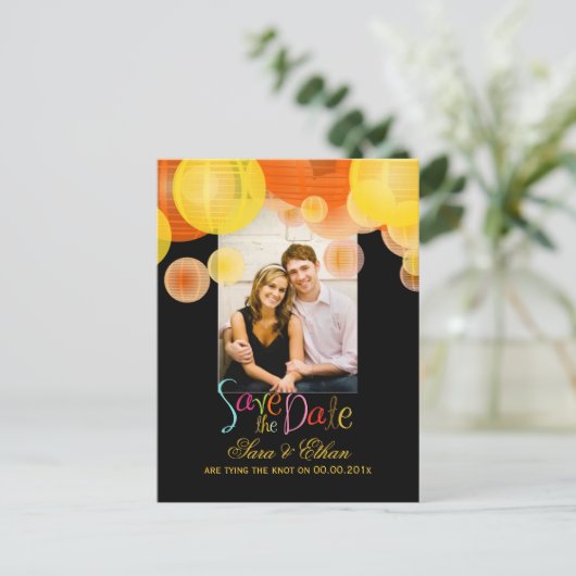 PixDezinesLterns Save the Date Ankündigungspostkarte (Stehend Vorderseite)