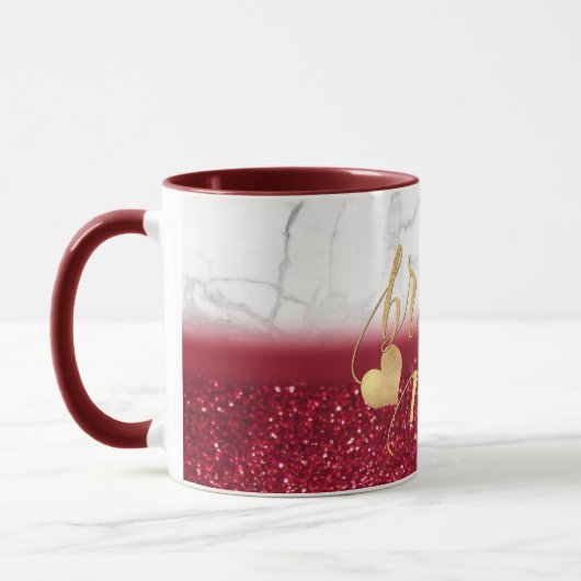 PixDezinesMarmor+Gold+Rot Glitzer Tasse (Links)