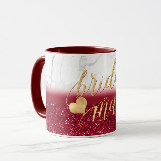 PixDezinesMarmor+Gold+Rot Glitzer Tasse (Vorderseite Links)