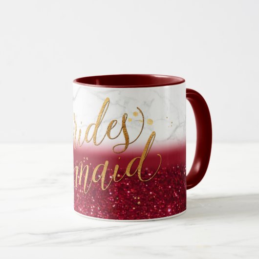 PixDezinesMarmor+Gold+Rot Glitzer Tasse (VorderseiteRechts)