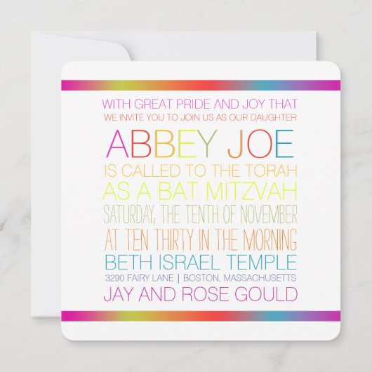PixDezinesNeons/typografisch/bat mitzvah Einladung (Rückseite)