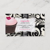PixDezinesPink-Herzkuchen+Damast Visitenkarte (Rückseite)