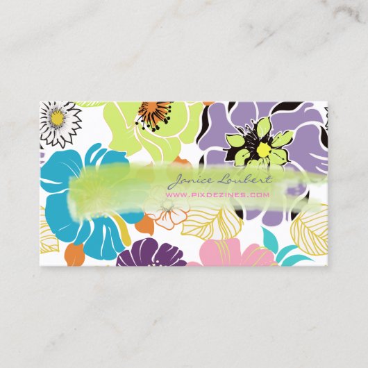 PixDezinesRetrotropische Blume/DIY-Farbton Visitenkarte (Vorderseite)