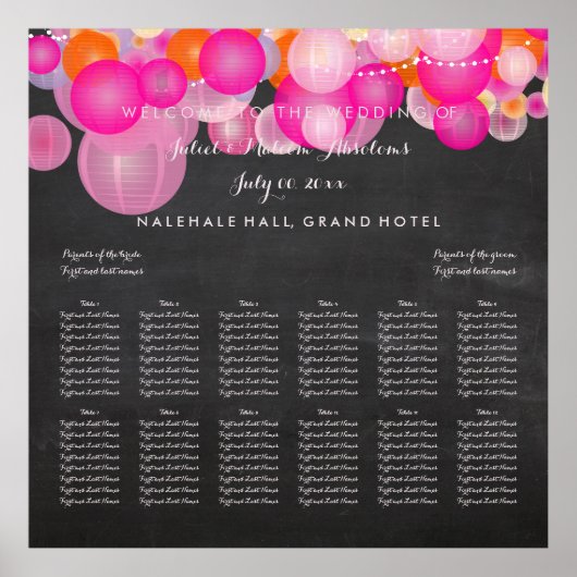 PixDezinesRosa/Orange/Lanterns/Sitzdiagramm Poster (Vorne)