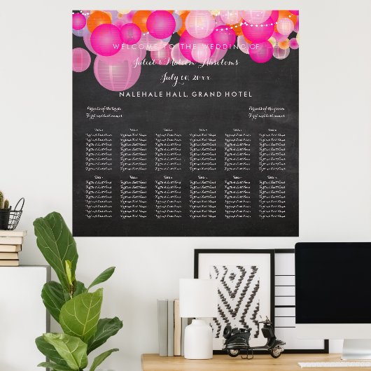 PixDezinesRosa/Orange/Lanterns/Sitzdiagramm Poster (Heimbüro)