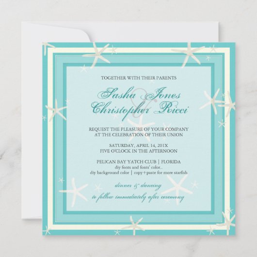 PixDezinesSternfisch/Degenhintergrundfarbe Einladung (Rückseite)