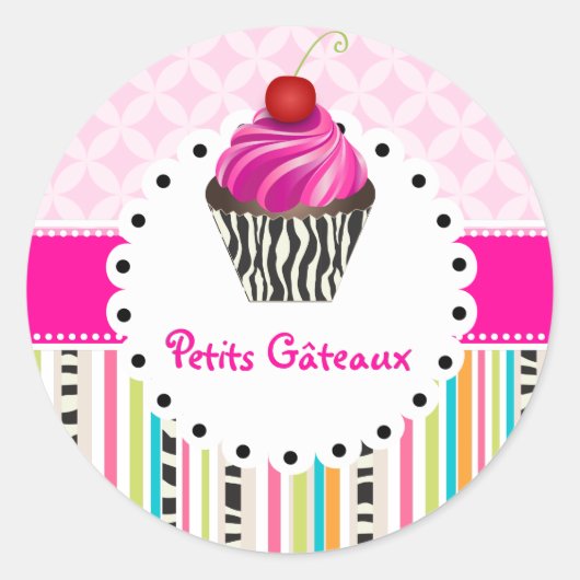 PixDezinesStreifen+Gitter+Cupcake/DIY Farbe Runder Aufkleber (Vorderseite)