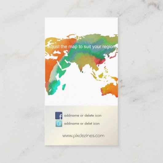 PixDezinesWeltkarte für Wasserfarben Visitenkarte (Rückseite)