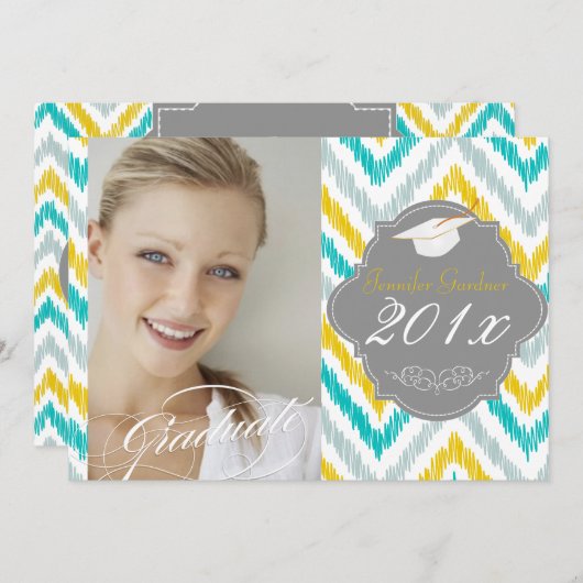 PixDezinesZickzack Abschluss Einladung (Vorne/Hinten)