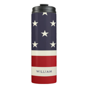 PIXDEZINS US FLAG RED WHITE BLAUE THERMOSBECHER