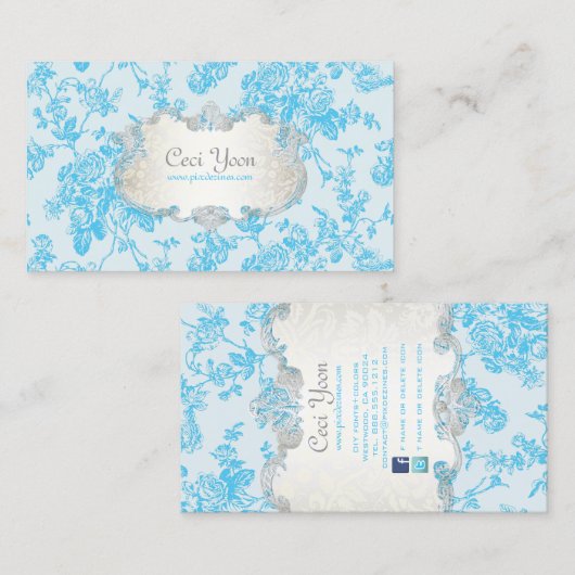 PixDezinves-Toile/Aqua-blaue Rose/DIY-Hintergrund Visitenkarte (Vorne/Hinten)