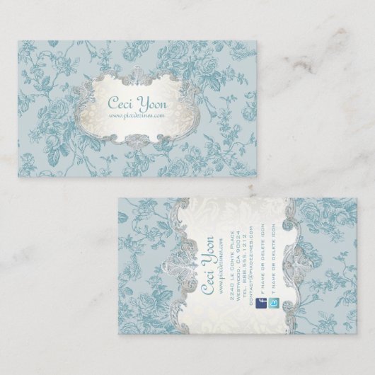 PixDezinves-Toile/aquamarine Rose/DIY-Hintergrund Visitenkarte (Vorne/Hinten)