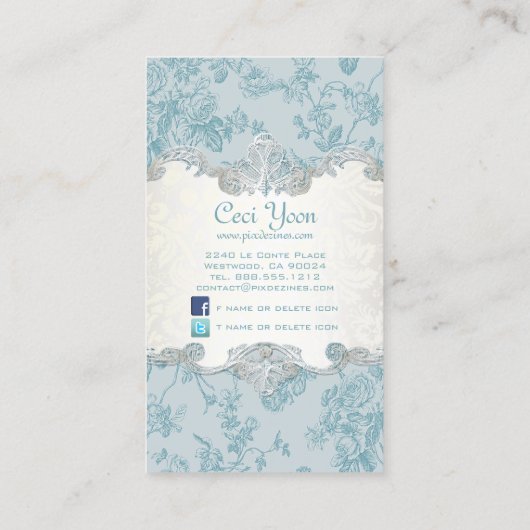 PixDezinves-Toile/aquamarine Rose/DIY-Hintergrund Visitenkarte (Rückseite)