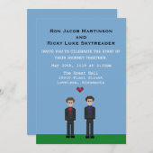 Pixel8bit laden homosexueller Gamer-Bräutigam u. Einladung (Vorne/Hinten)