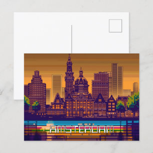 Pixel 2D Game Art Amsterdam Postkarte
